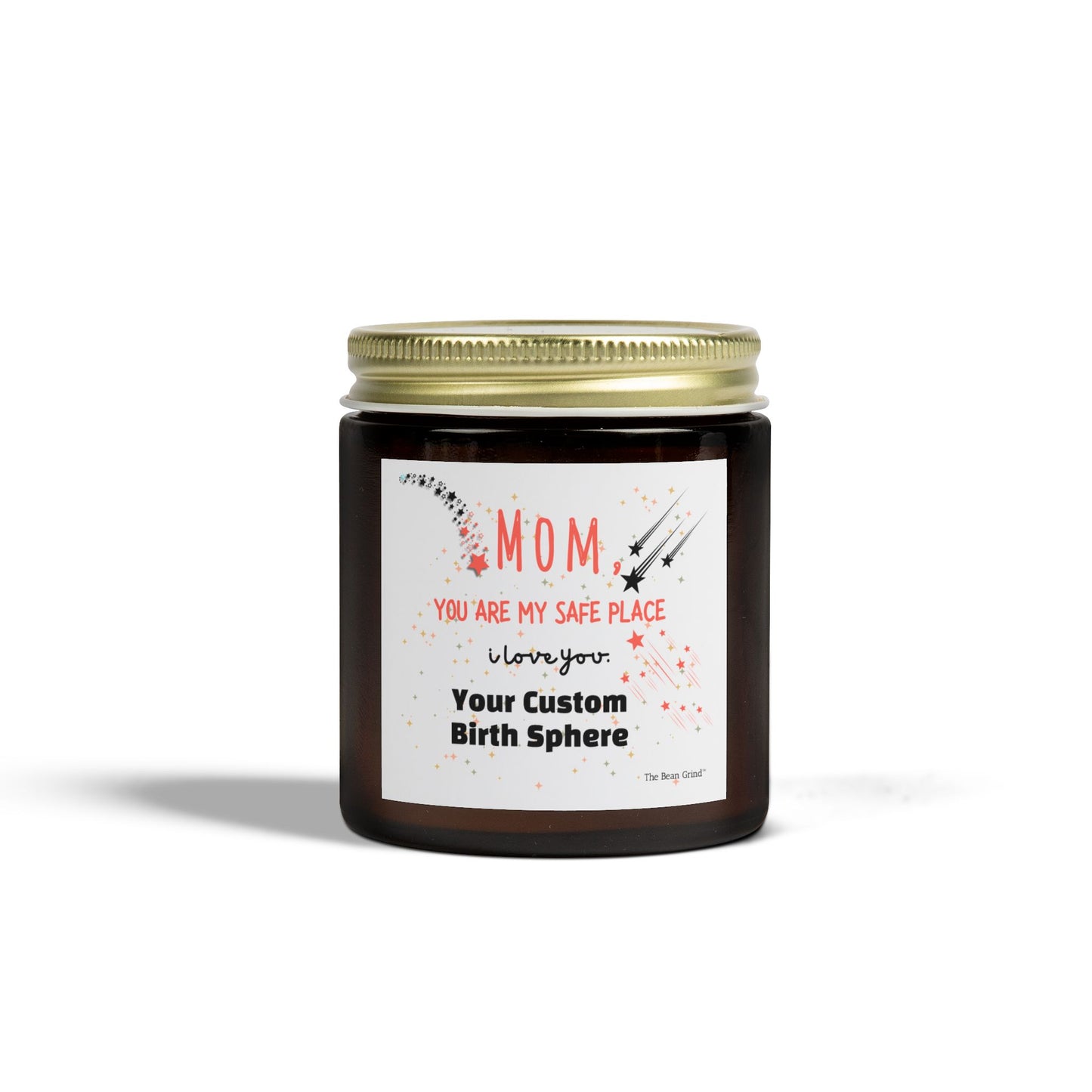 The Bean Grind™ Custom Wax Scented Candle - For Mom, Child's Birth Sphere, Coconut Apricot 4oz, 9oz