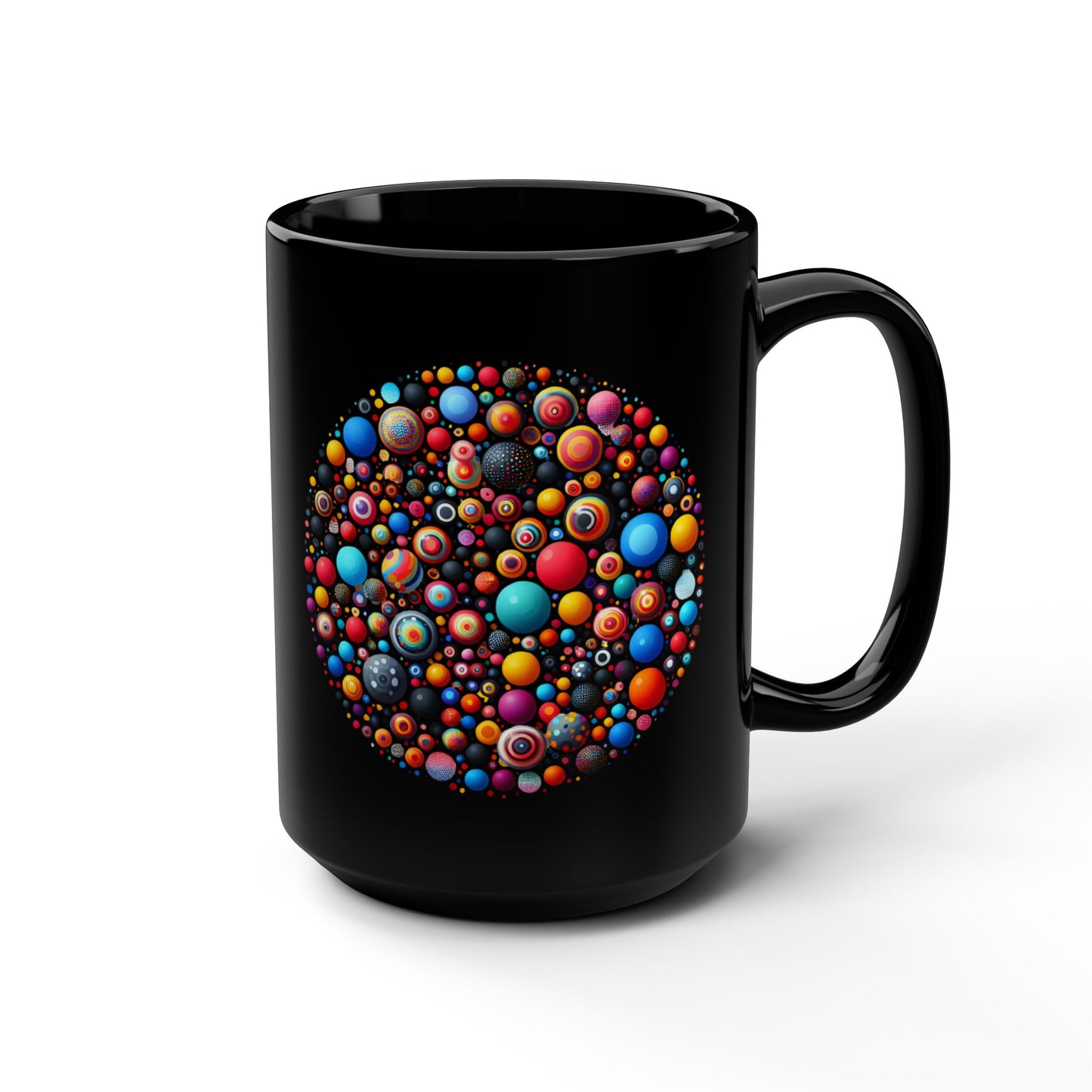 Inspirational Mug, Bubble Pattern, Vibrant Black Mug
