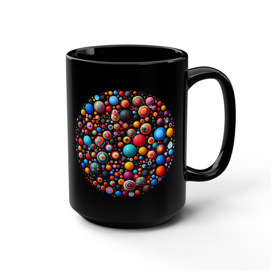 Inspirational Mug, Bubble Pattern, Vibrant Black Mug