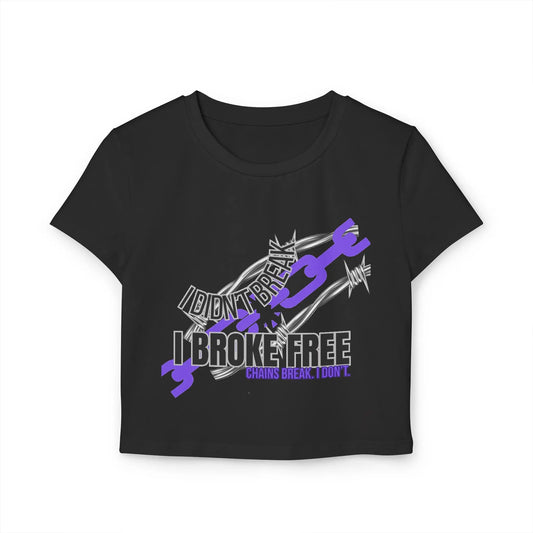 Crop Top for Women - "Chains Break" + Custom Sober Date- Purple Chain Edition Printify
