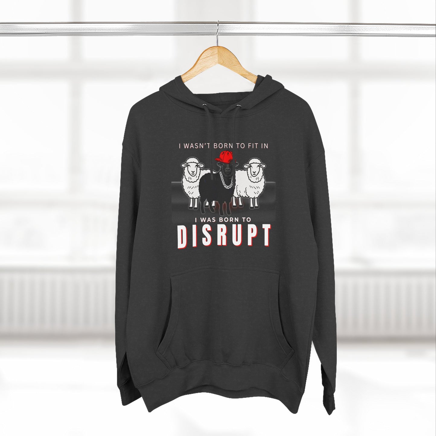 Streetwear Fashion French Terry Hoodie, Black Sheep - Born to Disrupt Edition