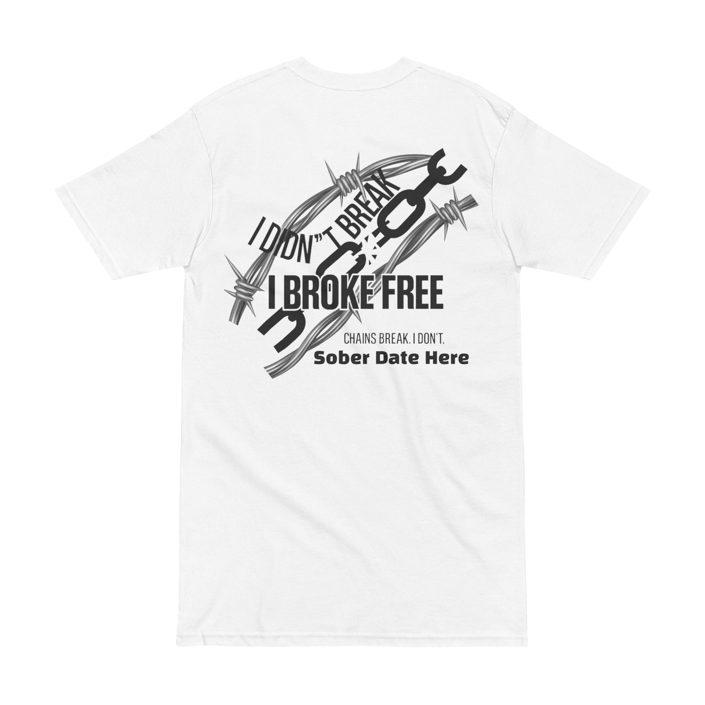 “I Broke Free” Black Chain Recovery Gift Bundle – Custom Teddy, Men’s Tee, Vinyl Sticker, Mug - Custom Sober Date (Limited Edition)
