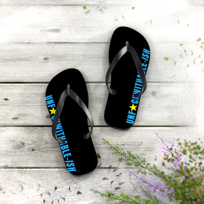 UNF★CKWITHABLE-ISH™ Flip Flops, BlackTeal/Yellow Star