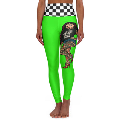 Rebel Tattoo Babe High-Waisted Leggings, Keep Your Head High, Heels Higher