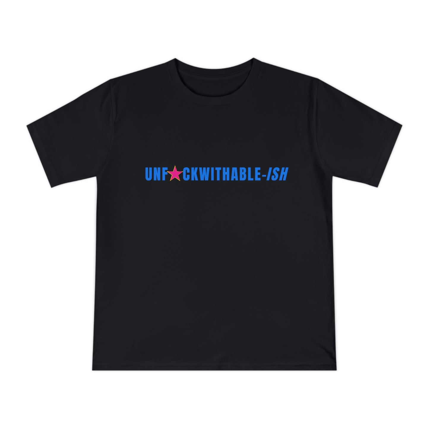 UNF★CKWITHABLE-ISH™ Organic Cotton Classic T-Shirt Black w/ Electric Blue + Hot Pink