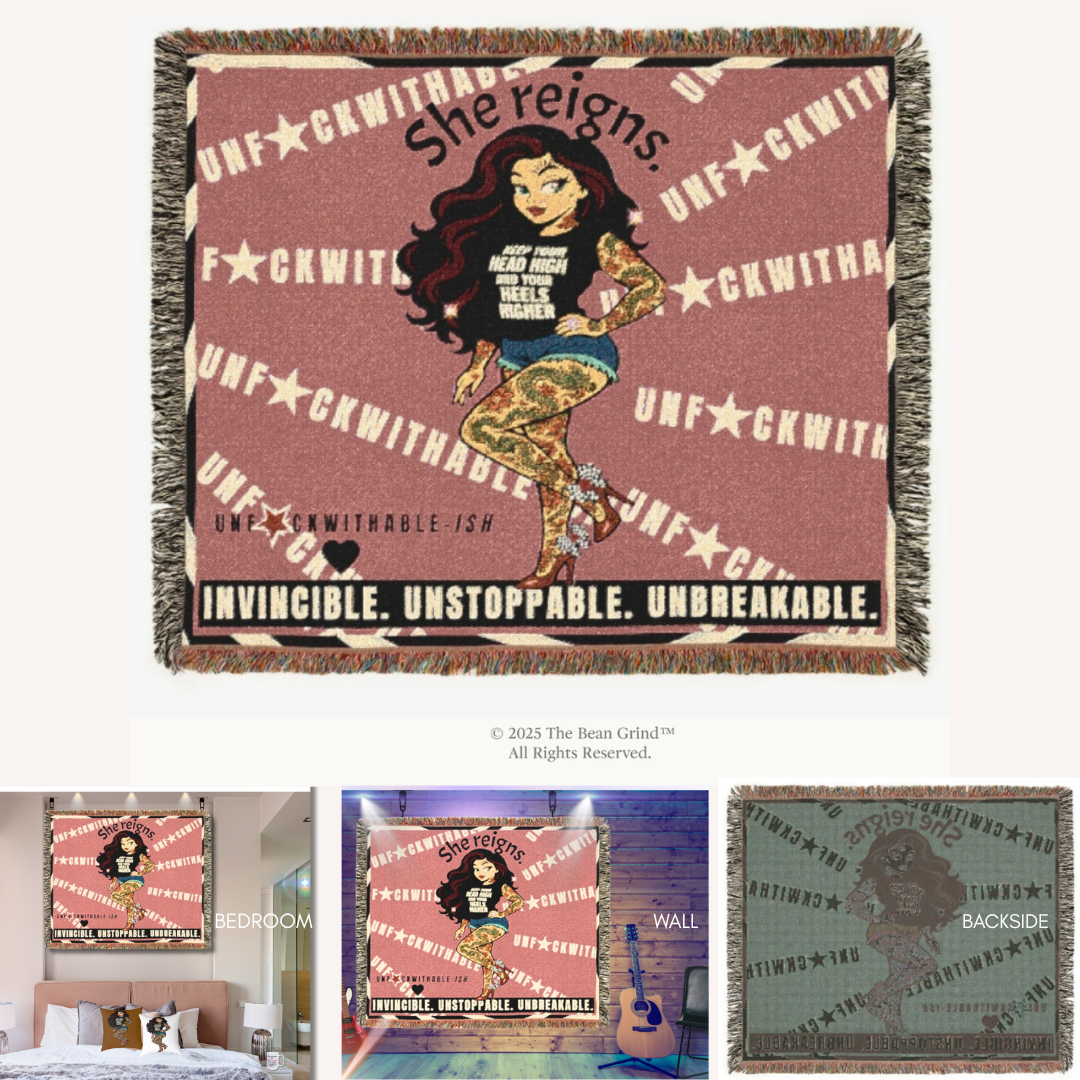 She Reigns Unf★ckwithable-ish, Skarlitt Sexy Pin-Up Girl - Heavy Weight Woven Blanket