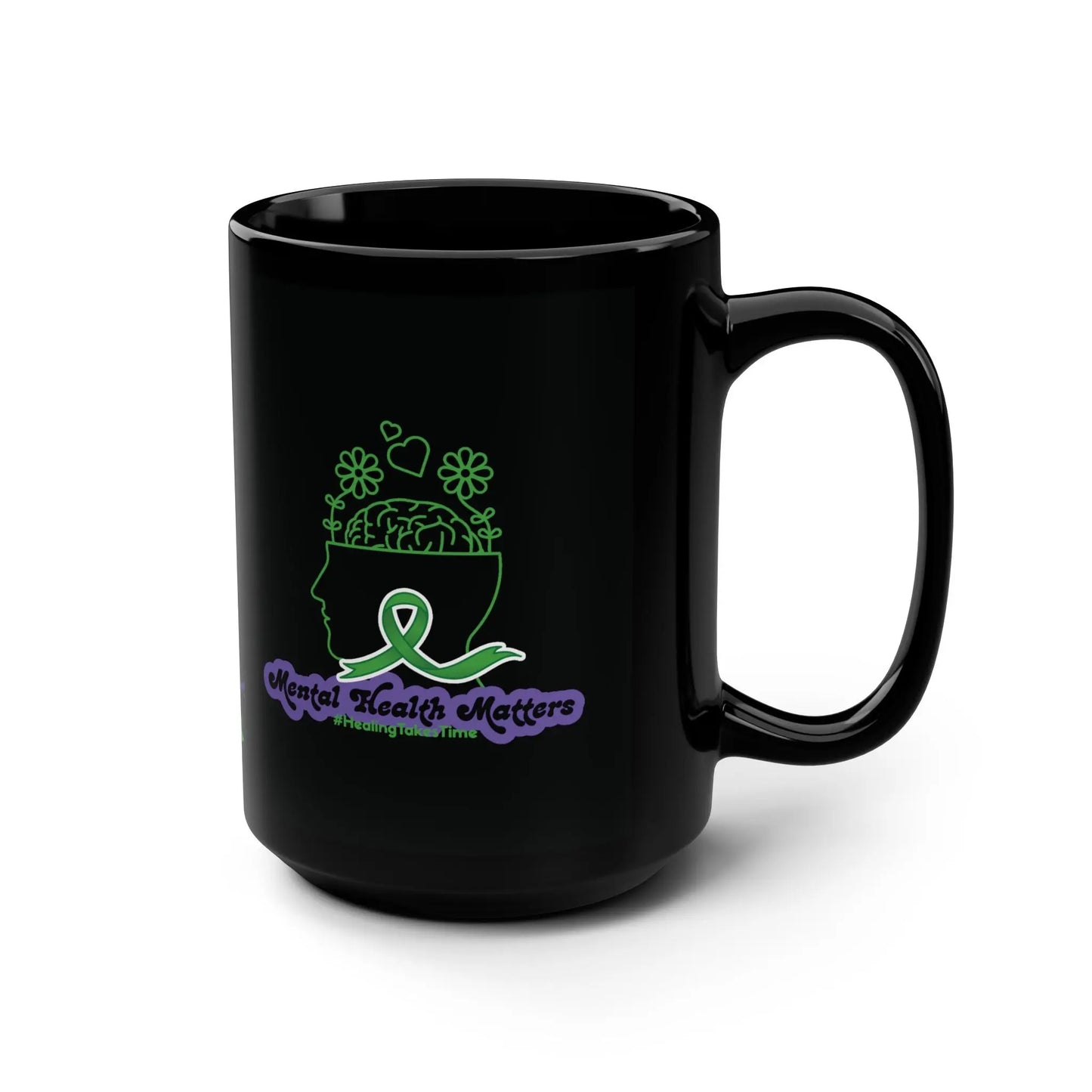 Inspirational Mental Health Matters, Black Mug 15oz The Bean Grind