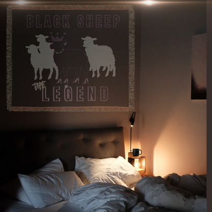 Black Sheep “The Legend” Oversized Woven Blanket 80x60 – Premium Cotton, Savage Comfort
