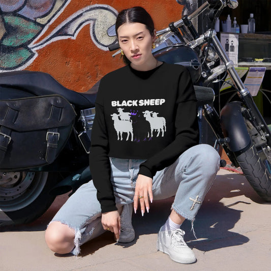 premium cotton cropped sweatshirt BLACKSHEEP Graphics Black
