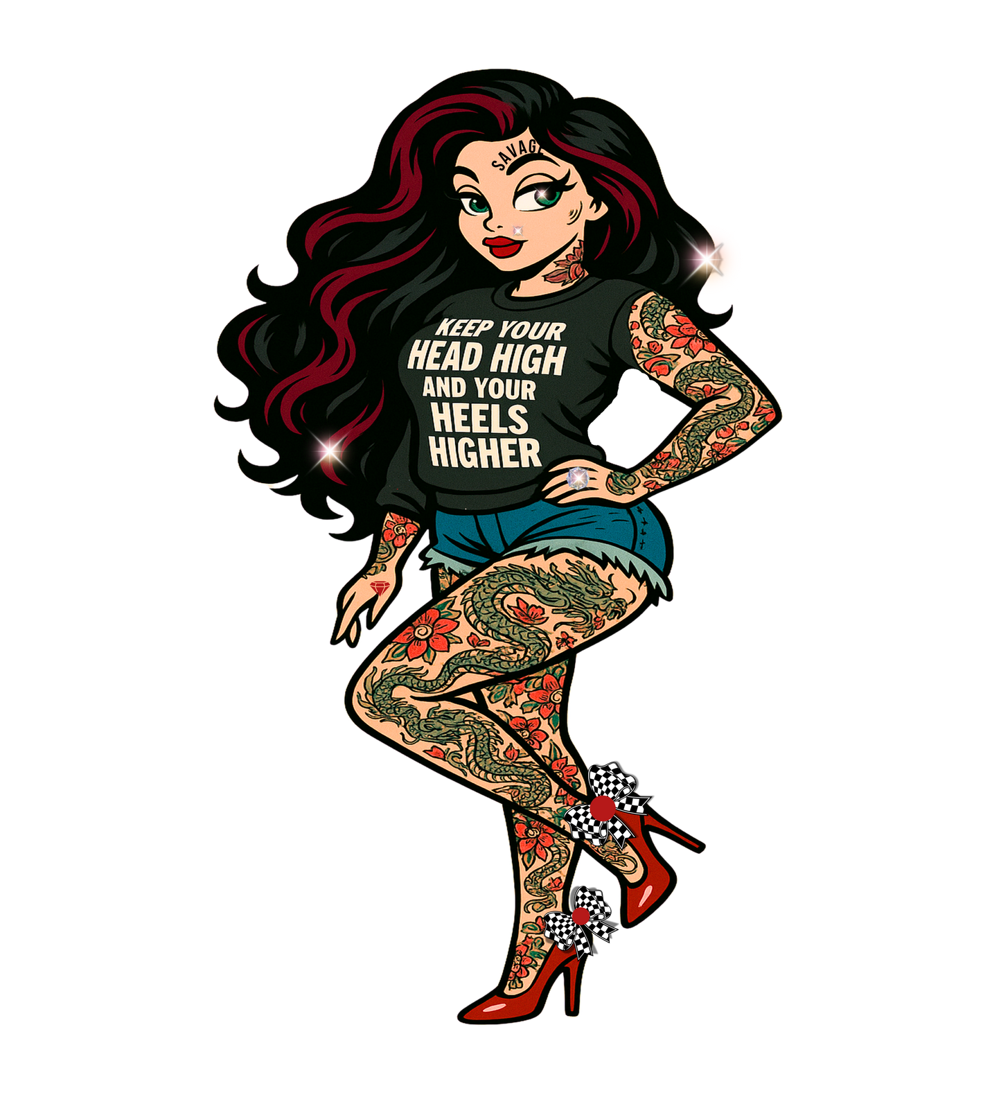 UNF★CKWITHABLE-ISH Tattoo Pin-Up Unisex Premium Fleece Pullover Hoodie — She Was Born To Stand Out, Behind the Walls Skarlitt