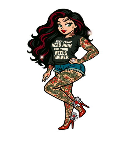 UNF★CKWITHABLE-ISH Tattoo Pin-Up Unisex Premium Fleece Pullover Hoodie — She Was Born To Stand Out, Behind the Walls Skarlitt