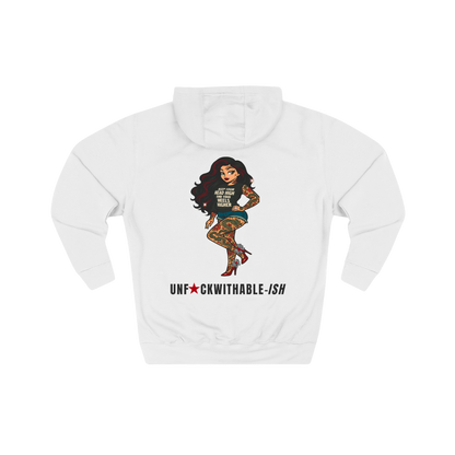 Tattoo Pin-Up Unisex Premium Fleece Pullover Hoodie — She Was Born To Stand Out, Behind the Walls Skarlitt