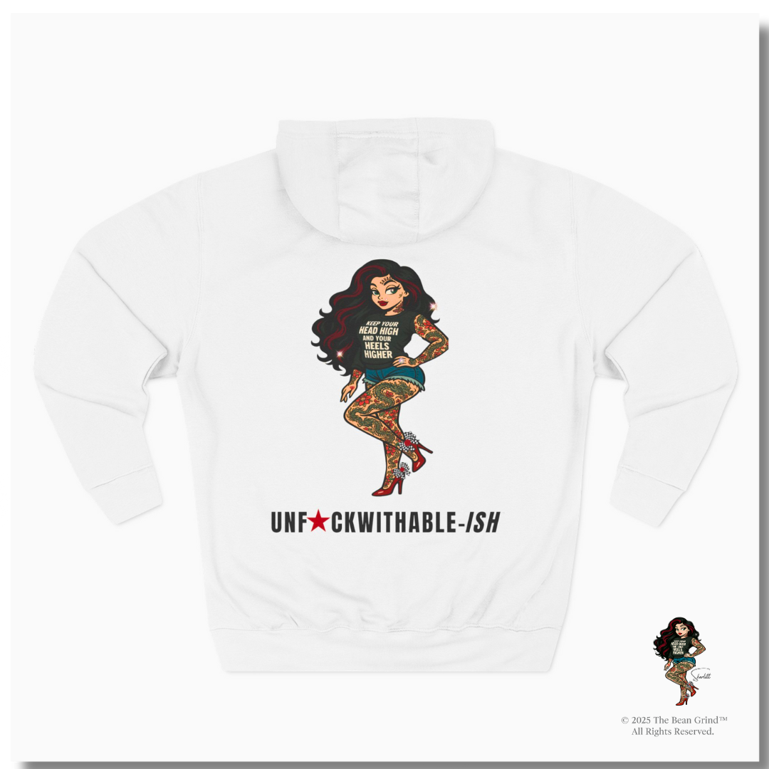 UNF★CKWITHABLE-ISH Tattoo Pin-Up Unisex Premium Fleece Pullover Hoodie — She Was Born To Stand Out, Behind the Walls Skarlitt