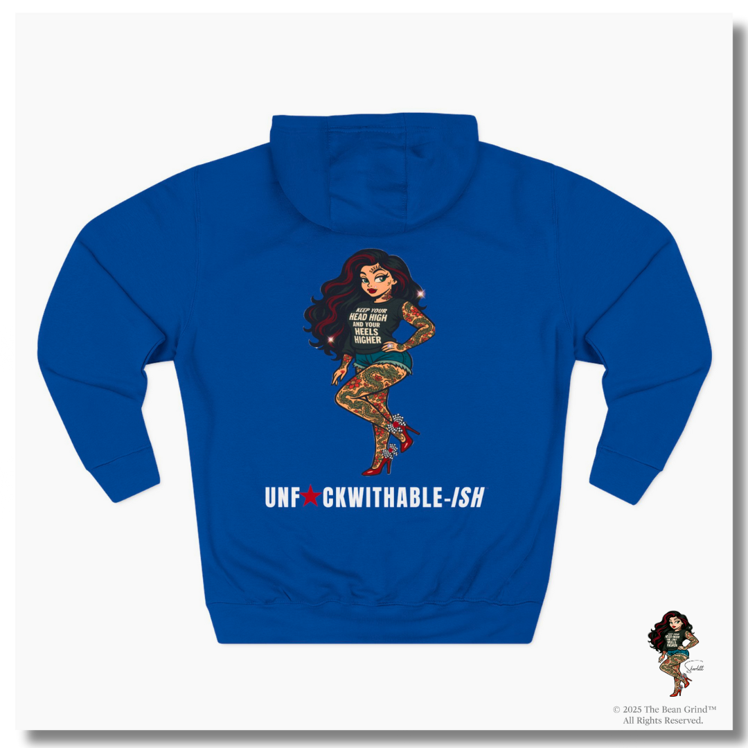 UNF★CKWITHABLE-ISH Tattoo Pin-Up Unisex Premium Fleece Pullover Hoodie — She Was Born To Stand Out, Behind the Walls Skarlitt