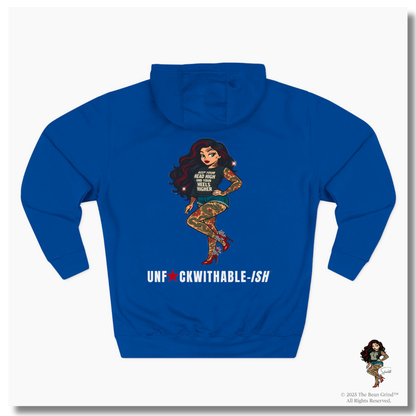 UNF★CKWITHABLE-ISH Tattoo Pin-Up Unisex Premium Fleece Pullover Hoodie — She Was Born To Stand Out, Behind the Walls Skarlitt