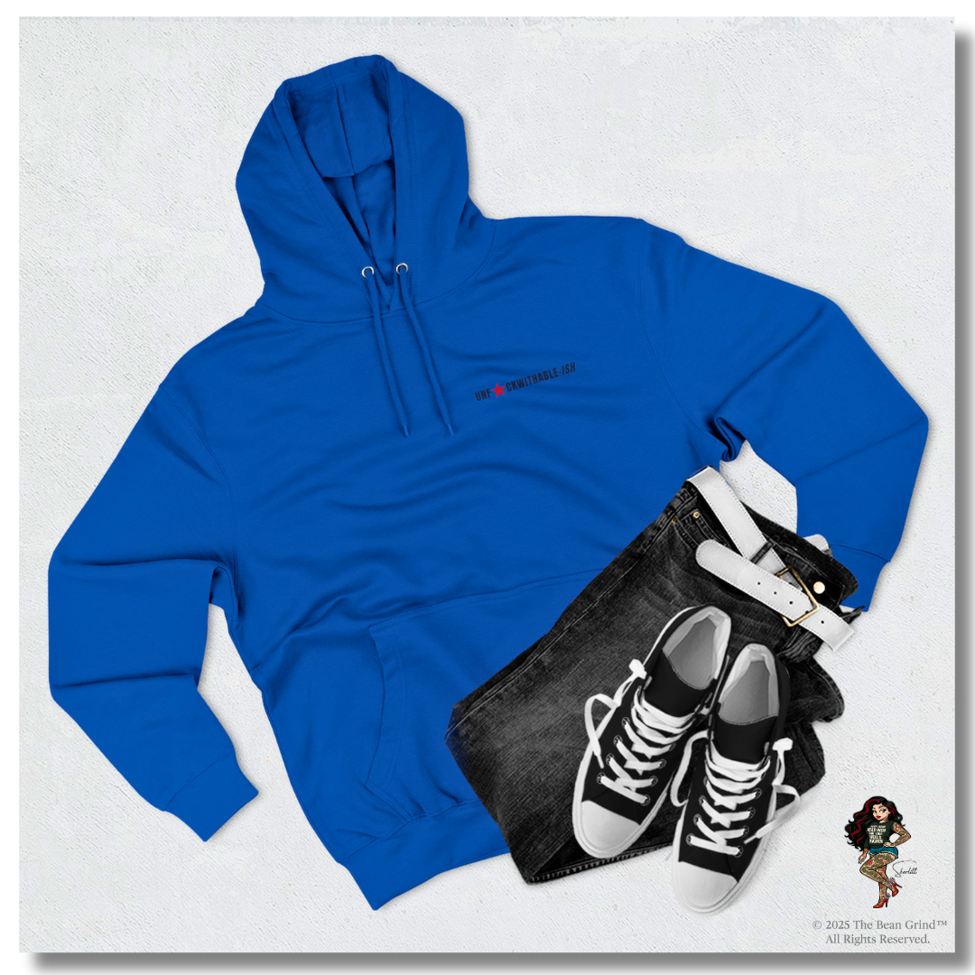 UNF★CKWITHABLE-ISH Tattoo Pin-Up Unisex Premium Fleece Pullover Hoodie — She Was Born To Stand Out, Behind the Walls Skarlitt