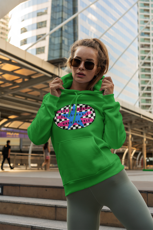 Retro Rebel Streetwear 
Unisex Premium Classic Fit Hoodie, Invincible Unstoppable Unbreakable - 7 Colors